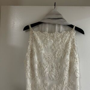 Lace and Beaded Bridal Shower Gown with Matching Shawl